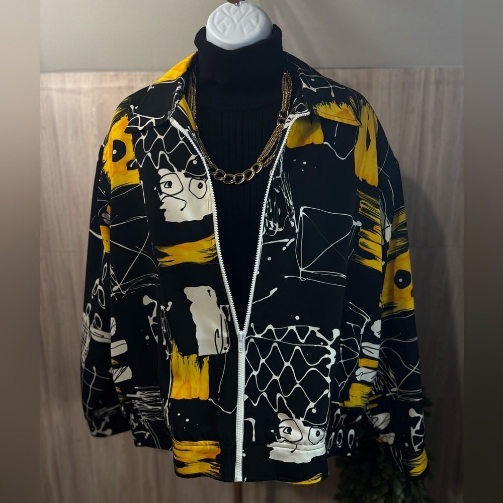 Flagg Etc California Stylish Black White and Yellow Women's Jacket
